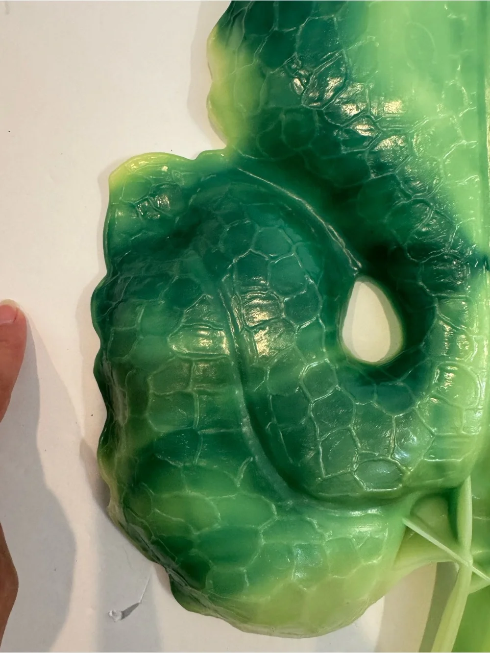 Vtg Serving Tray Cabbage Leaf MCM Green Plastic Swirl Party Platter A Lucky Wish